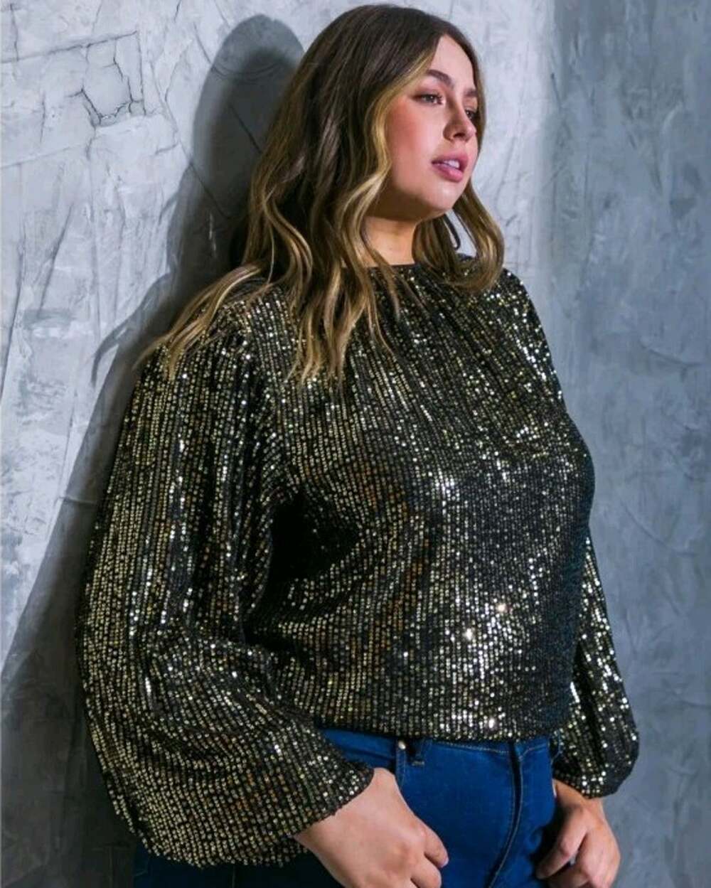 Flying Tomato Hope You Remember black gold sequin top